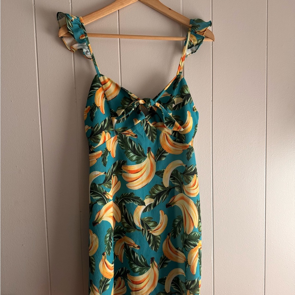 Show Me Your MuMu Tropical Banana Dress - Teal and Yellow